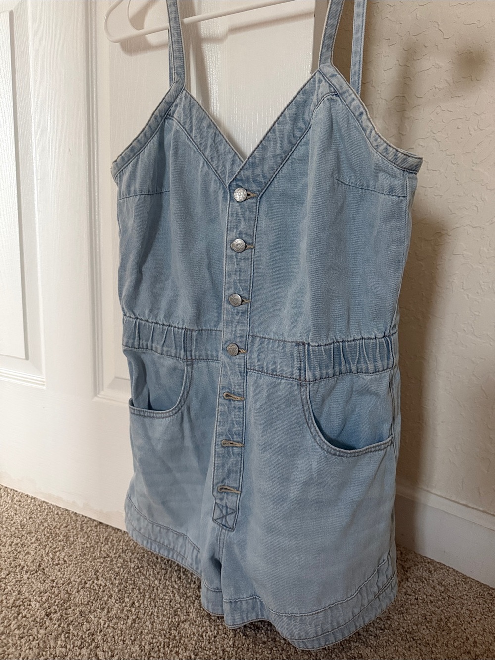 Roxy Naia Denim Romper - Button-Front
